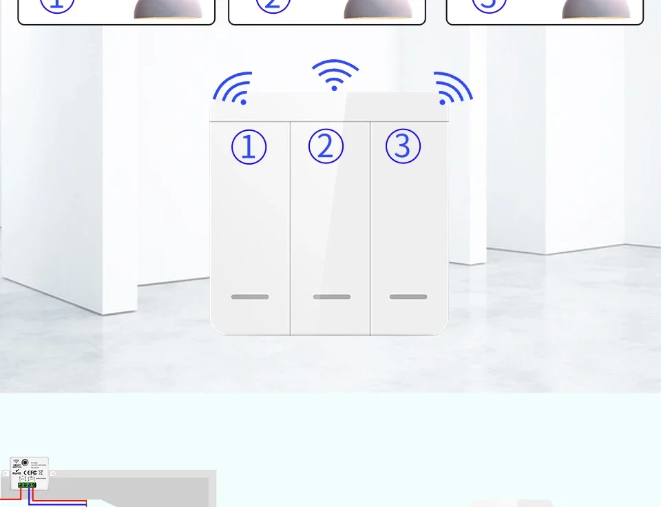Drahtlose Licht Wand Schalter Relais Empfänger RF 433Mhz 1/2/3Gang Panel Schalter Fernbedienung Interruptor für LED Lampe 10A 110V 220V – Detail 12