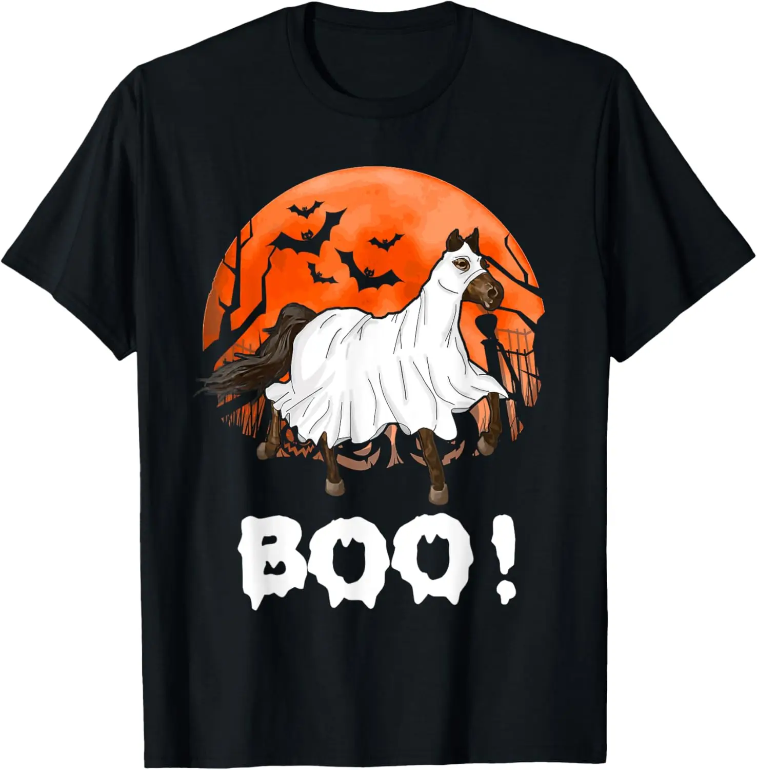 Funny Ghost Boo Horse Equestrian Lover Halloween Costume T-Shirt