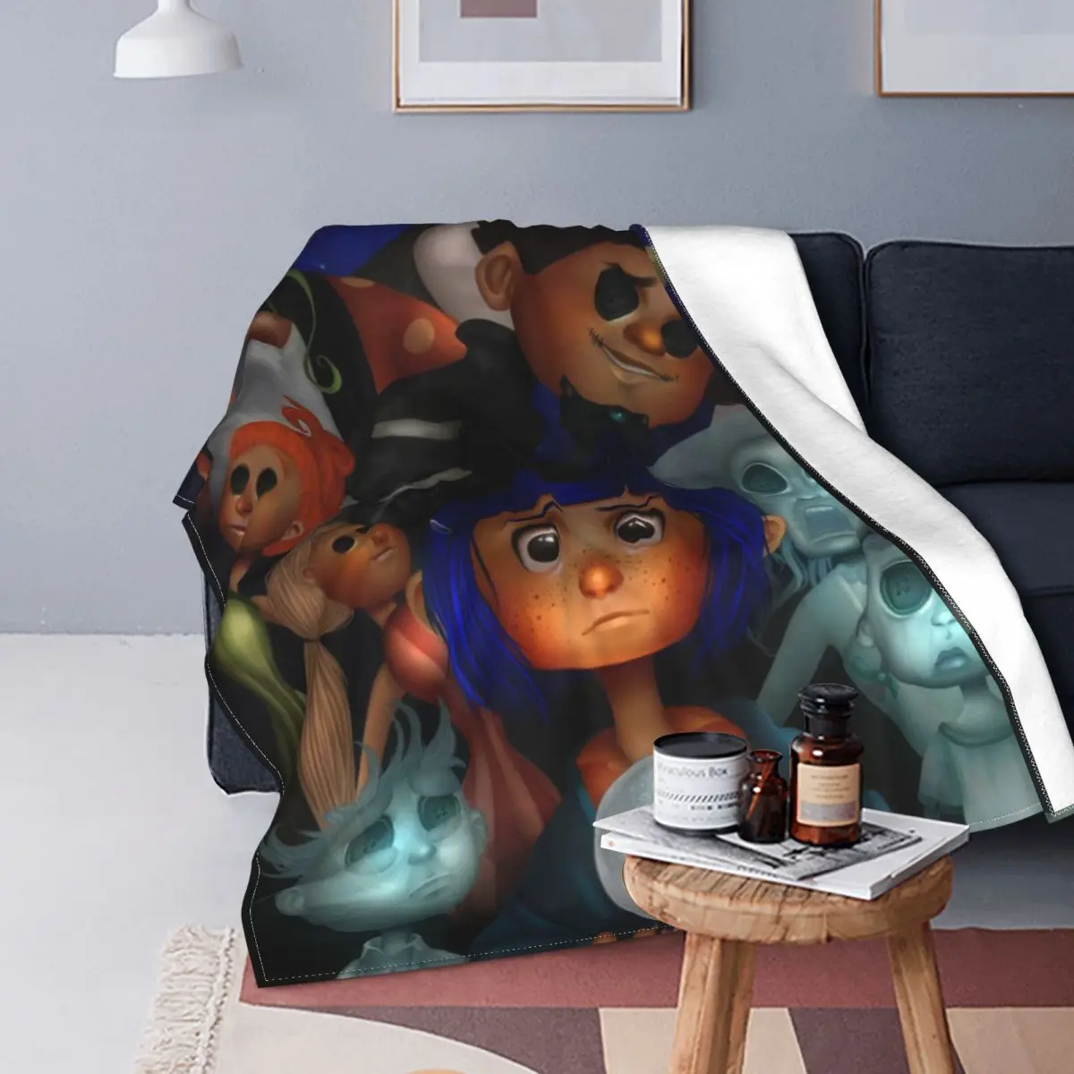 Coraline Halloween Blankets Flannel Winter the Secret Door Horror Girl Portable Super Soft Throw Blanket for Bed Car Bedspread