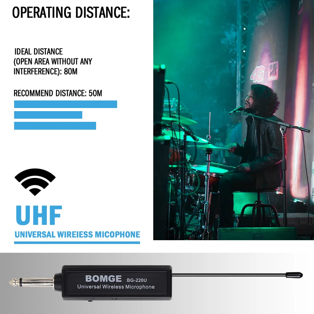 Top 2 Metal Handheld UHF Wireless Microphone 80m with 3 Rechargable Lithium Battery for Recording Karaoke School Party Church