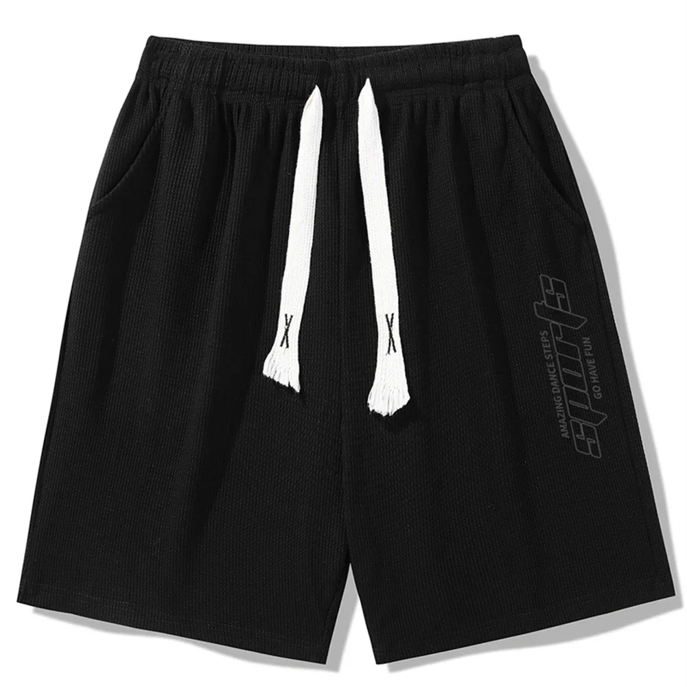Waffle Style Shorts Men Sports Shorts Running Events Brand New Condition Knee Length Design Letter Print Pattern
