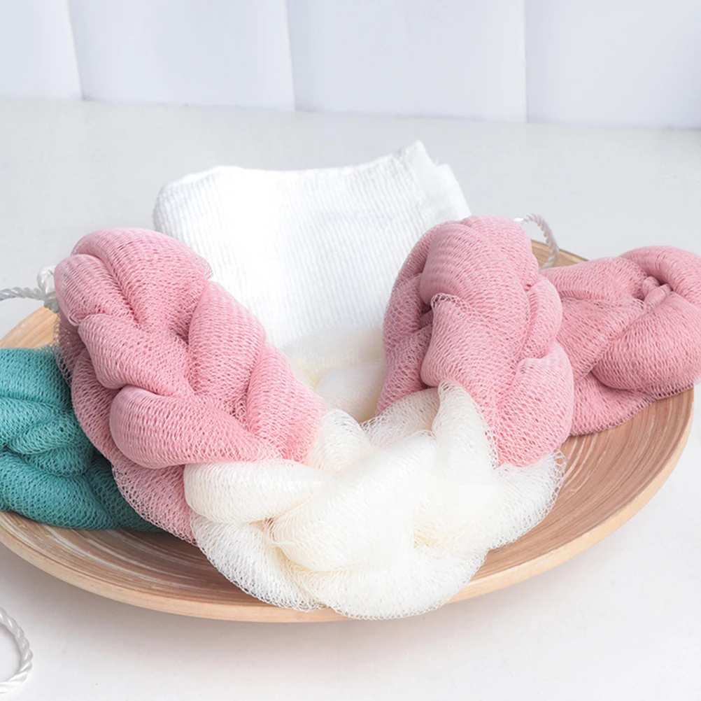 

3 Pcs Long Bath Flower Wash Towel Strip Shower Tool Strips Body Scrubber Exfoliator