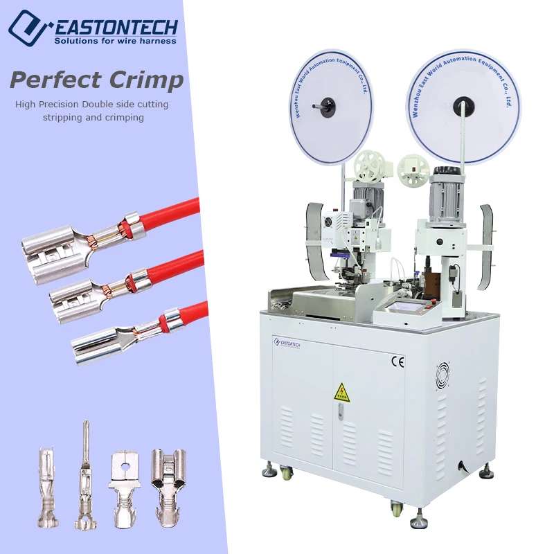 EW-8105 High Quality Fully Automatic Double Ends Two Moulds Wire  Terminal Pressing Crimping Machine