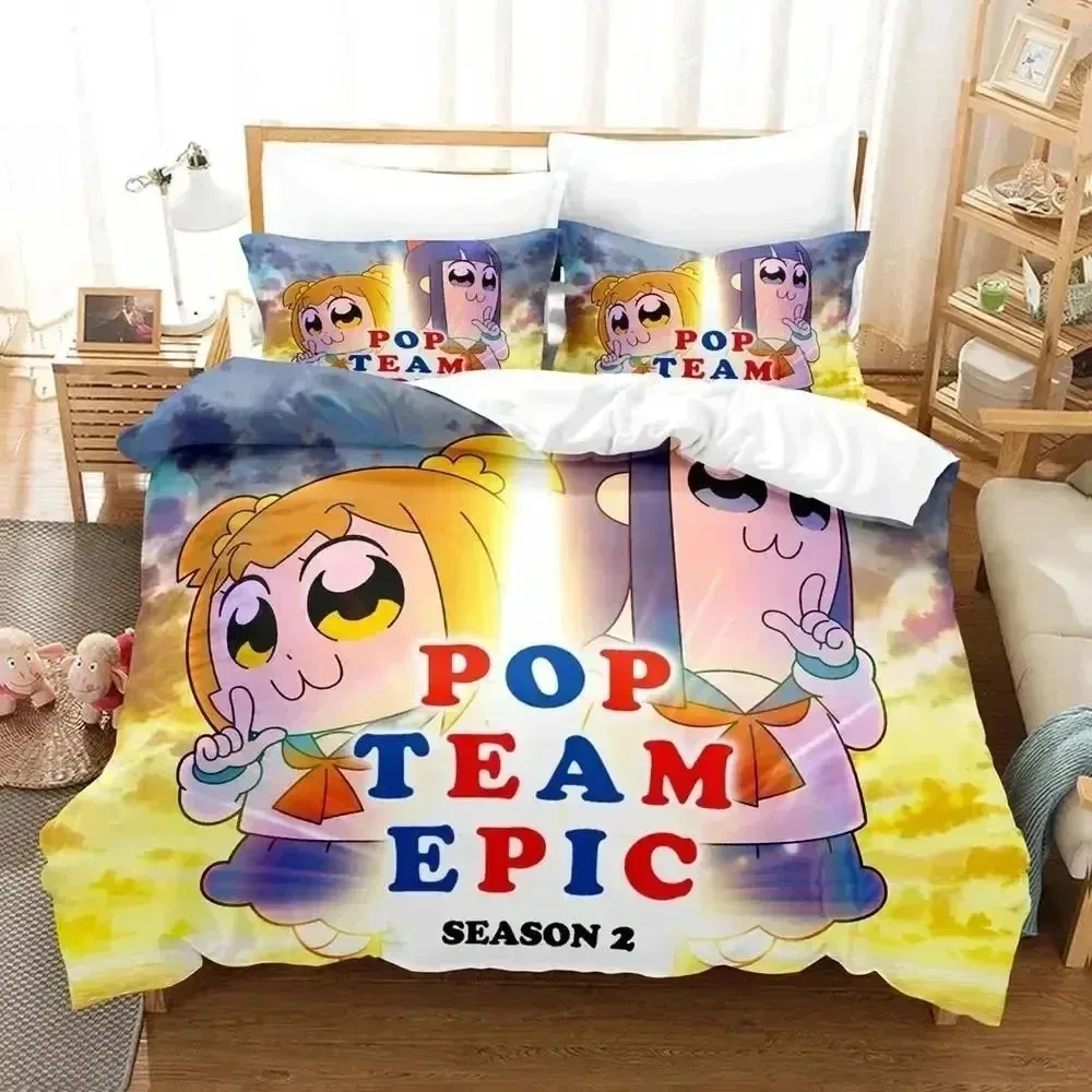 

Anime Pop Team Epic Poputepipikku Bedding Set Bedroom Soft Modern Bedspreads Comefortable Duvet Cover Quilt Cover And Pillowcase