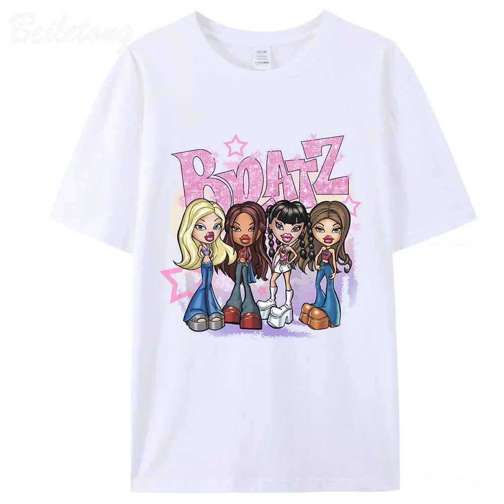 Bratz Y2k T Shirt Women 2000 Cartoon Print Harajuku Pink Tops 2024 Summer Girls Fashion Short Sleeved Aesthetic Unisex Tees