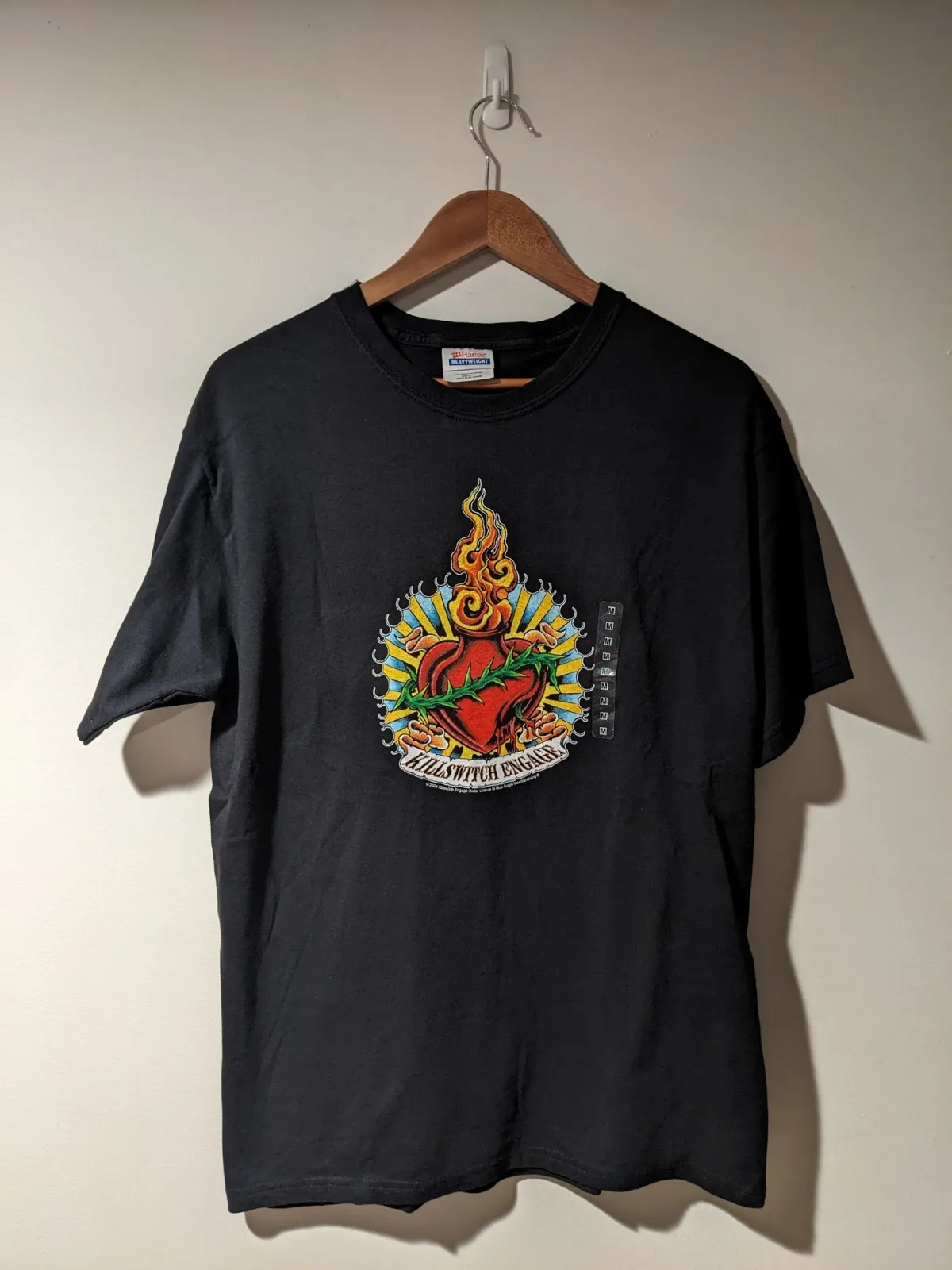 Vintage 2004 Killswitch Engage Heart Tattoo Band Black Medium T-Shirt