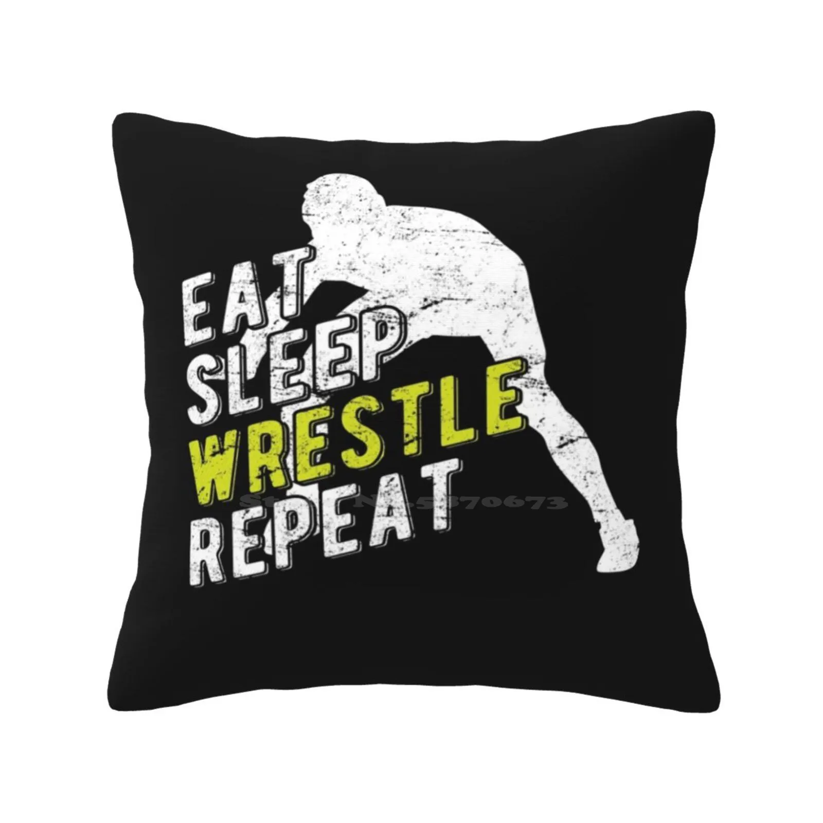 Eat Sleep Wrestling Repeat Funny Cute Decor Square Pillowcase Wrestling News Wrestling Shoes Wrestling Mart Wrestling Rumors