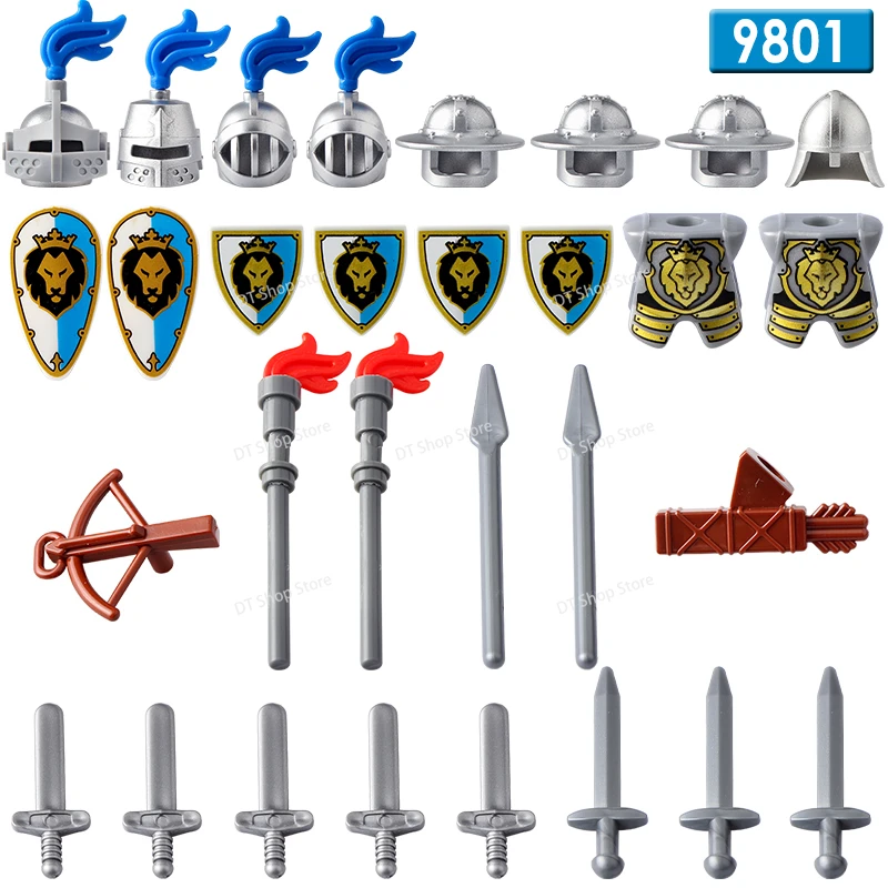 

AX9801-9808 Medieval Blue Lion Red Dragon Bat Shadow Knight Weapons Building Block Accessories Educational Toys Kids for Gifts