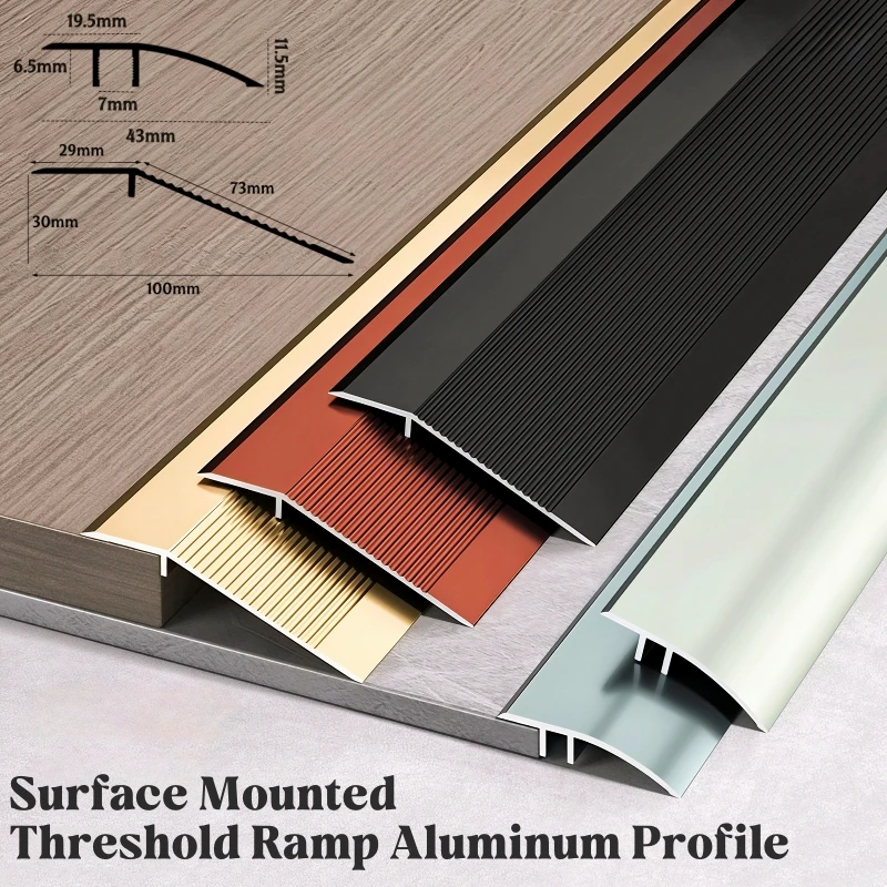 Anti-slip Stair Threshold Ramp Aluminum Profile 10-30mm High Low Drop Tile Floor Transition Strip Door Seam Edge Protector Strip