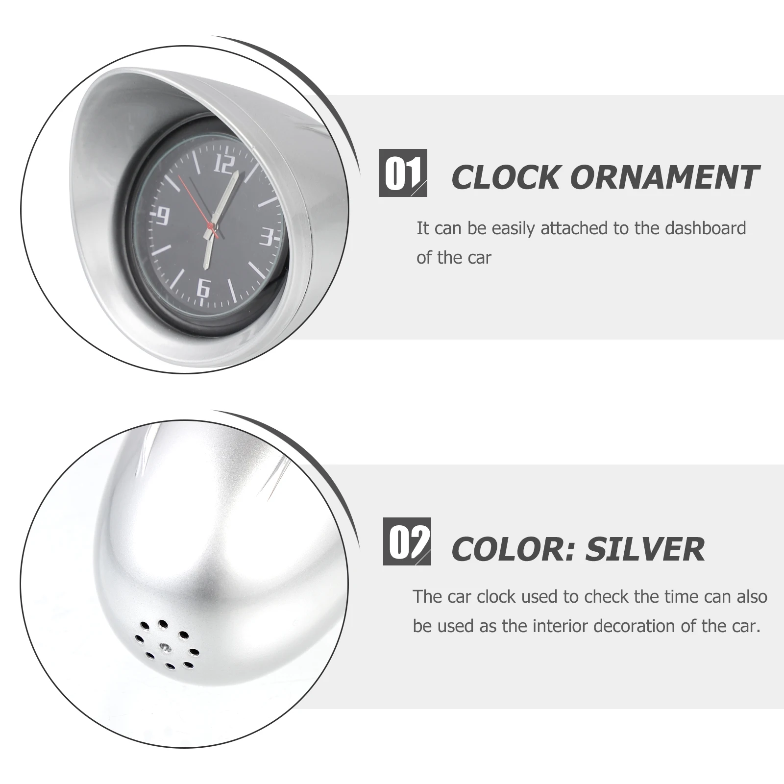 

1Set Mini Car Clock Reliable Automotive Dashboard Clock with Precise Time Display Smooth Surface for Car Office School