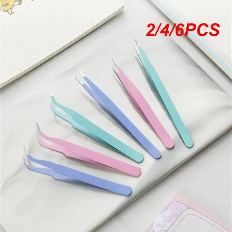 2/4/6PCS Stainless Steel Clip Manicure Accessories With Silicone Cover Nail Art Tool Multifunctional Plier For Nail Stickers