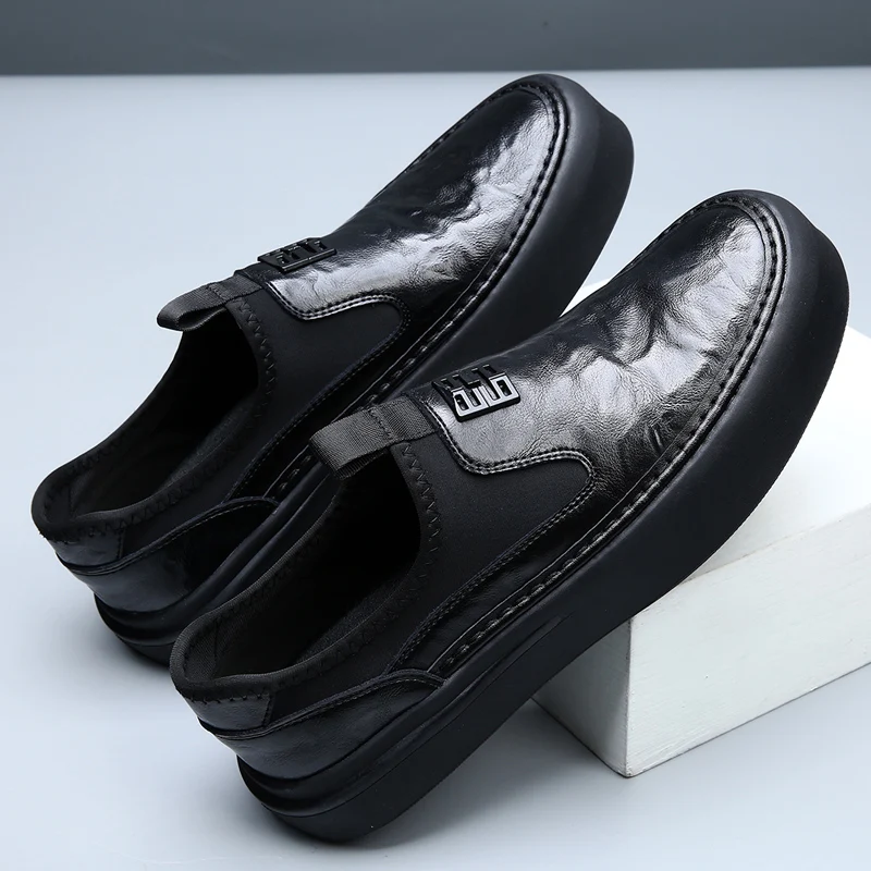 Hight Quality 2024 Original Design Summer New Genuine Leather Loafers For Men's Black Hombre Daily Dress Flat Walking Shoes