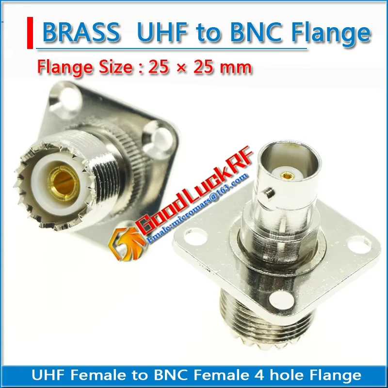 

PL259 SO239 SL16 M UHF Female to Q9 BNC Female 4 hole Flange Chassis Panel Mount Copper 50ohm RF Connector Adapter