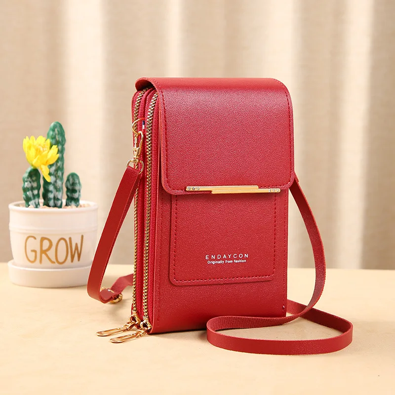 Crossbody Wallet Bags For Women Touch Screen Cell Phone Pocket Ladies Mini Long Purse Leather Female Shoulder Bag Strap Handbag