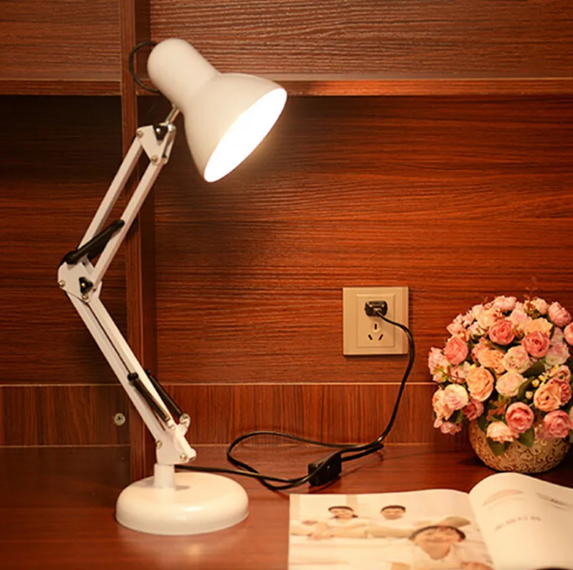 Long Swing Arm adjustable classic desk Lamps E27 LED with switch Table Light for Office Reading night Light bedside home E27