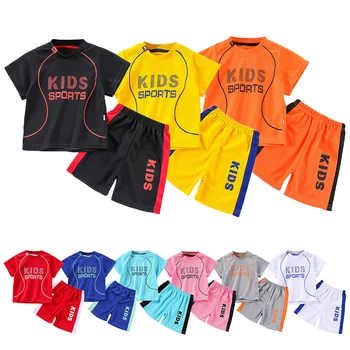 Children Clothing Set Kids Short Sleeved Summer Outfit Quick Drying Football Set Boy Girl Sport Wear Soft Breathable 1-12 Years