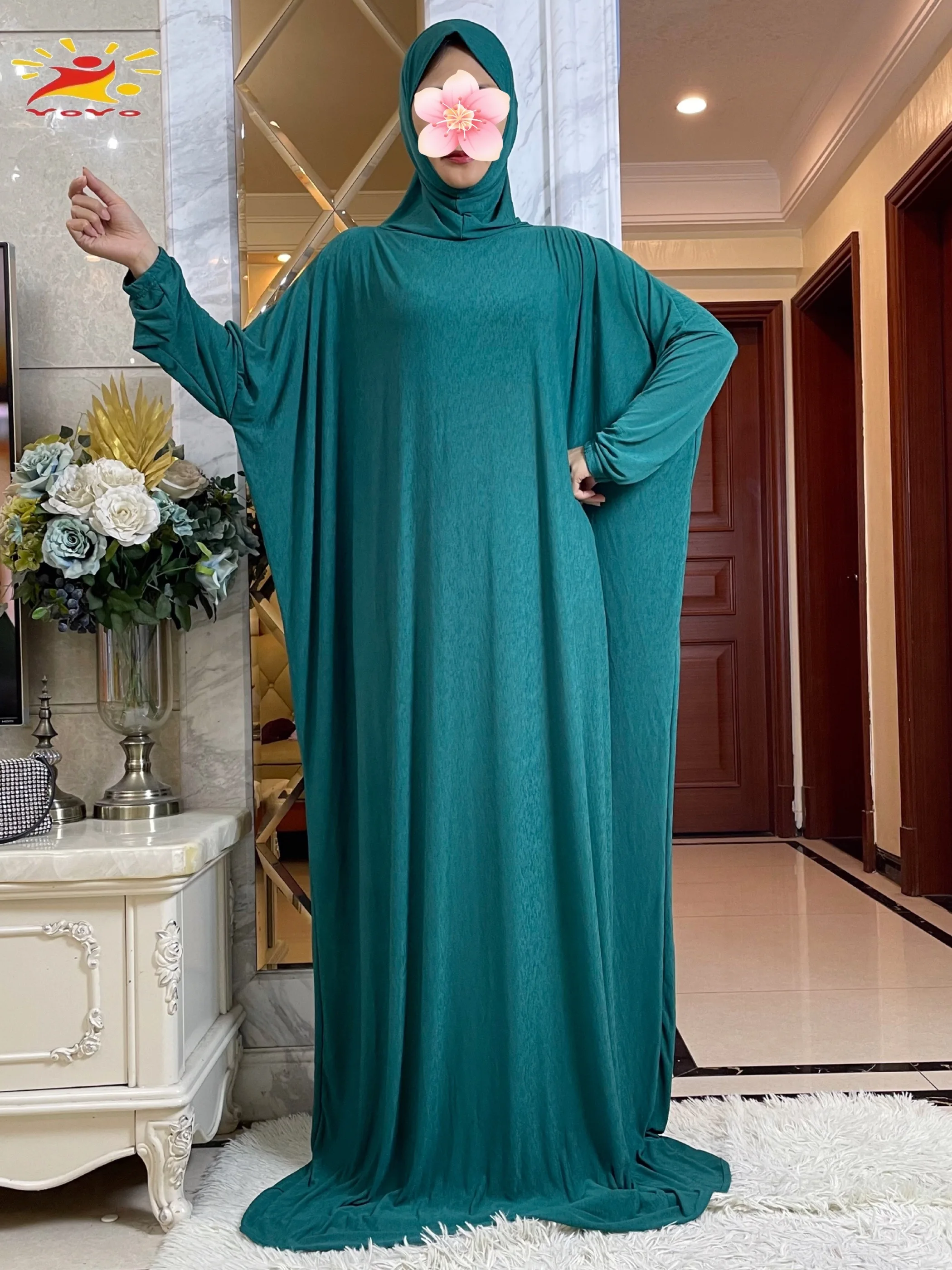 Eid Hooded Muslim Women Hijabs Dress Prayer Garment  Ramadan Eid Solid Color Ice Silk Fabric Full Cover  Islam Dubai Modest Robe