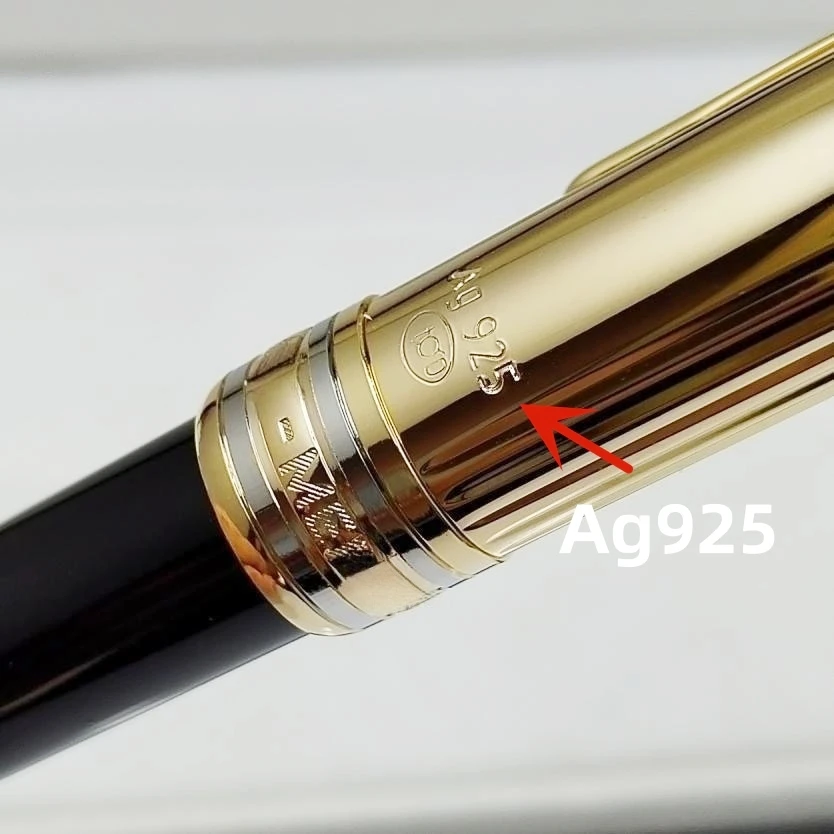 Luxury Black / Silver 163 MB Ag925 ballpoint pen / Roller ball pen / Fountain pen office stationery Promotion ball pens gift