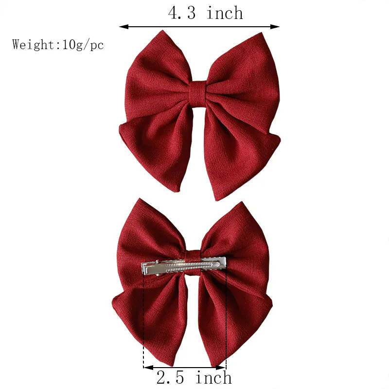 2Pcs Solid Color Hair Bows Boutique With Clips For Girls Hairgrips New Headwear Baby Hair Accessories Gift Baby Hair Clips