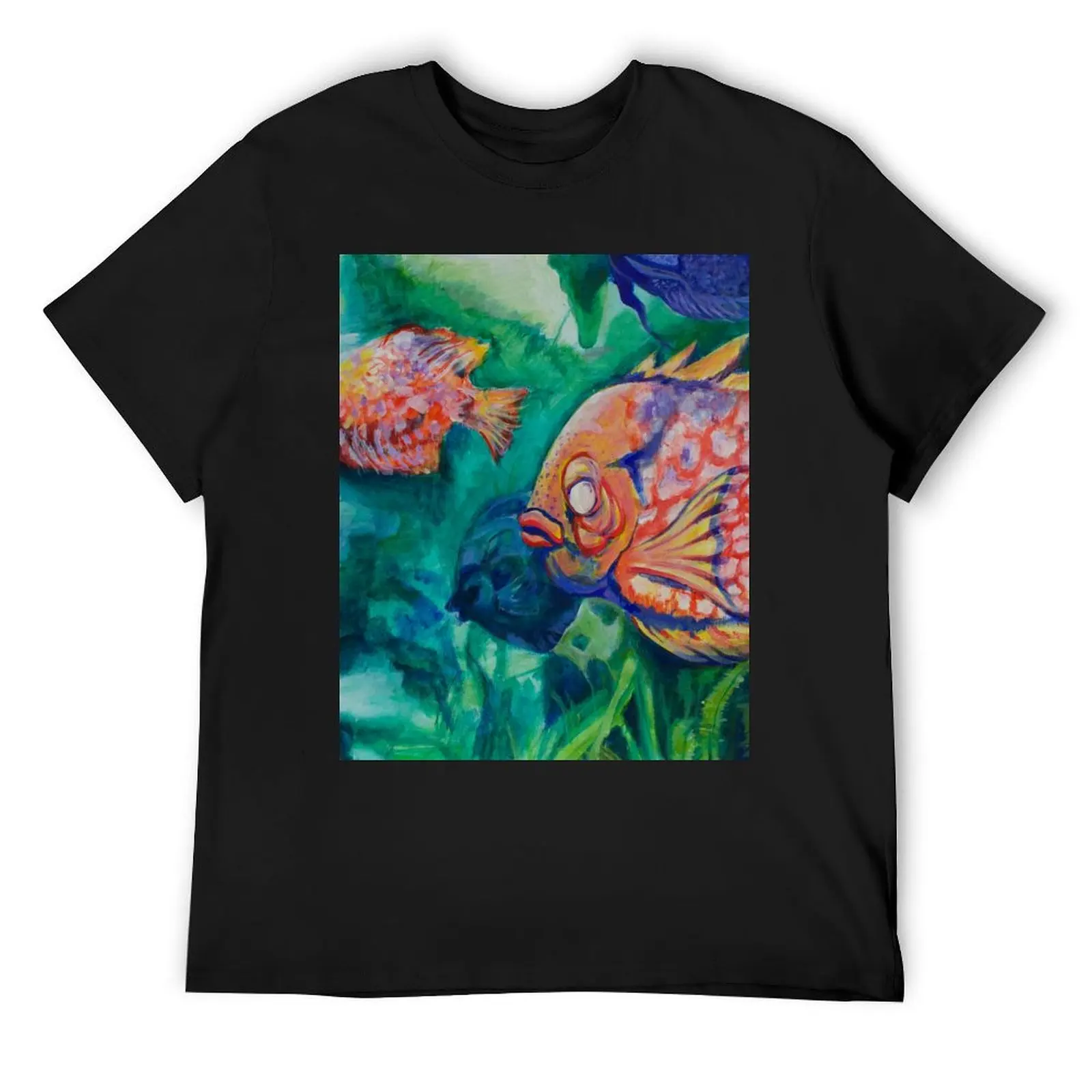 King of Riverhead - Colorful Fish Painting T-Shirt quick drying heavyweights anime stuff cute clothes plain white t shirts men