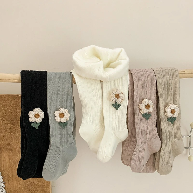 

Lightweight Fleece Kids' Floral Accessories Thermal Tights Cotton-Lined Thickened Brushed Fleece Girls' Leggings Baby Socks