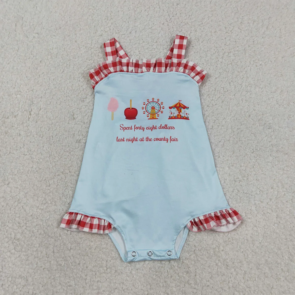 Wholesale Summer Sibling Baby Boys Girls Park Ruffles Shirts Top Red Plaid Shorts Outfits Kids Clothes Set Girl Rompers Matching view 5