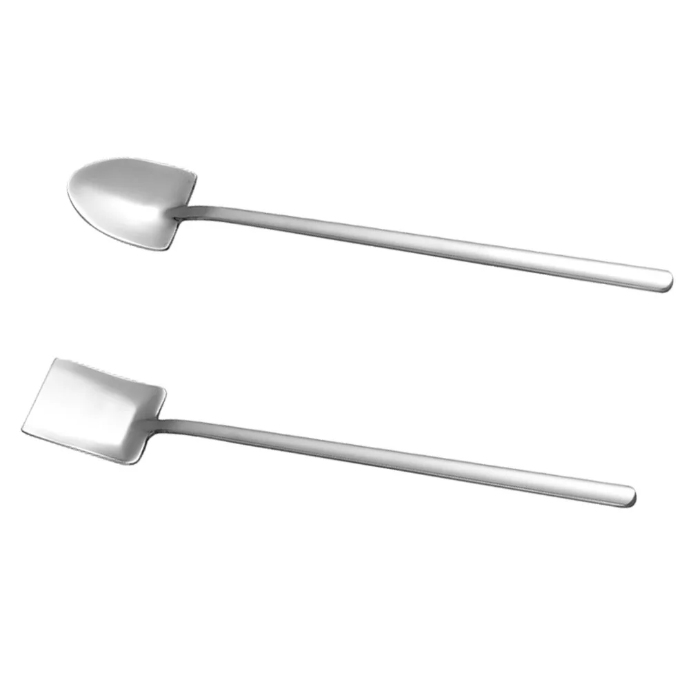 

2pcs Stainless Steel Ice Cream Spoons Long Handle For Tall Glasses Reusable Stirring Spoon Cocktail Ice Tea Scoop Kitchen Bar