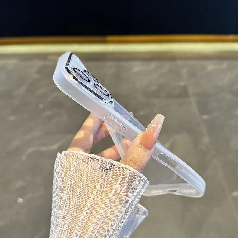 سيليكون بسيط وشفاف، مناسب لحافظات هاتف iPhone17، وإطار جديد مطلي بالكهرباء، وحافظة واقية راقية