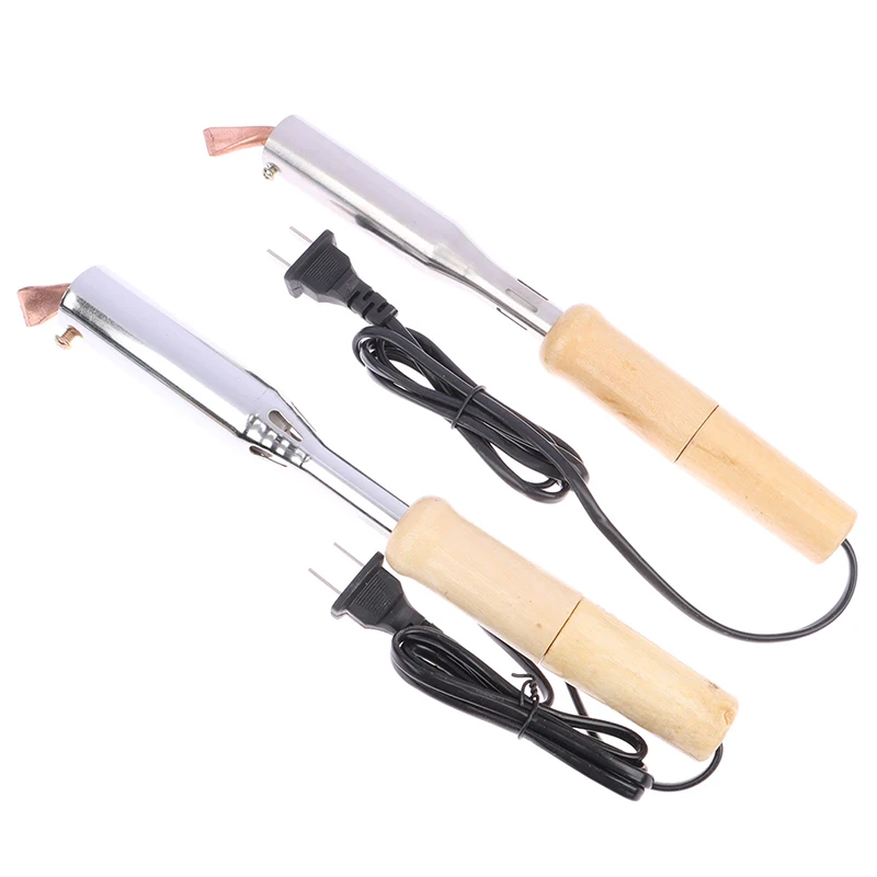 1pcs 100W/150W/200W Duty Electric Soldering Iron Solder Welding Chisel Tip Wood Handle Home Tool Soldering Gun