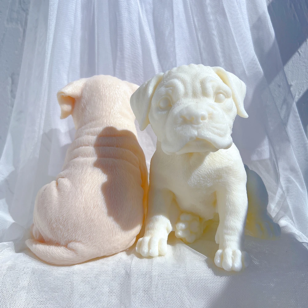 Boxer Puppy Candle Silicone Mold 3D Animal Cute Puppies Statue Soy Wax Mould Dog Lover Gift Home Decor Molds