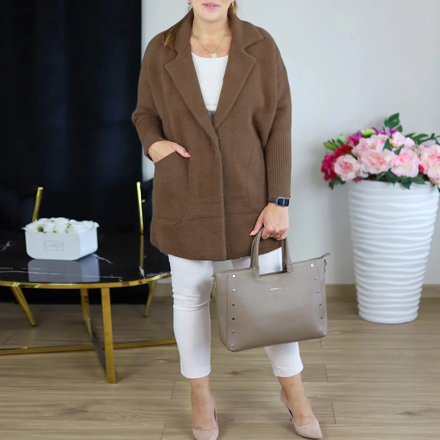 

Женская куртка 2023, весна-осень, новая однотонная длинная куртка с отложным воротником и длинными рукавами, повседневная длинная куртка на пуговицах с карманами, пальто