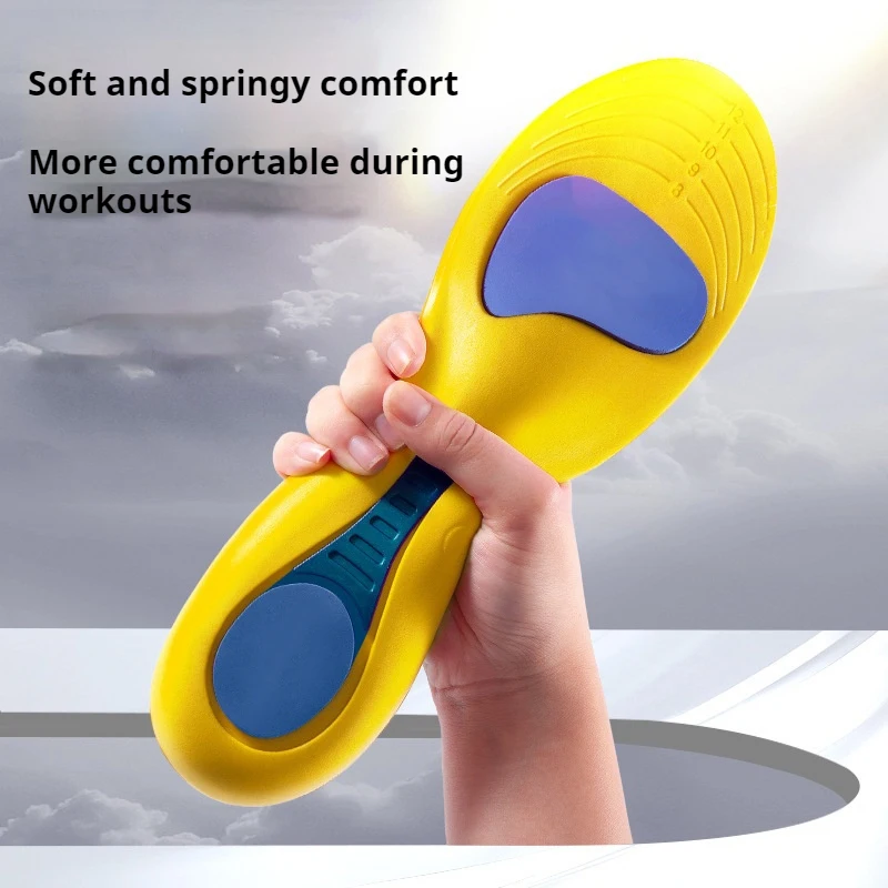 1/2 Pair 4D Sports Insoles Soft Deodorant Shoe Pads Flat Arch Support Full Pads Elastic Massage Insole for Running Soles