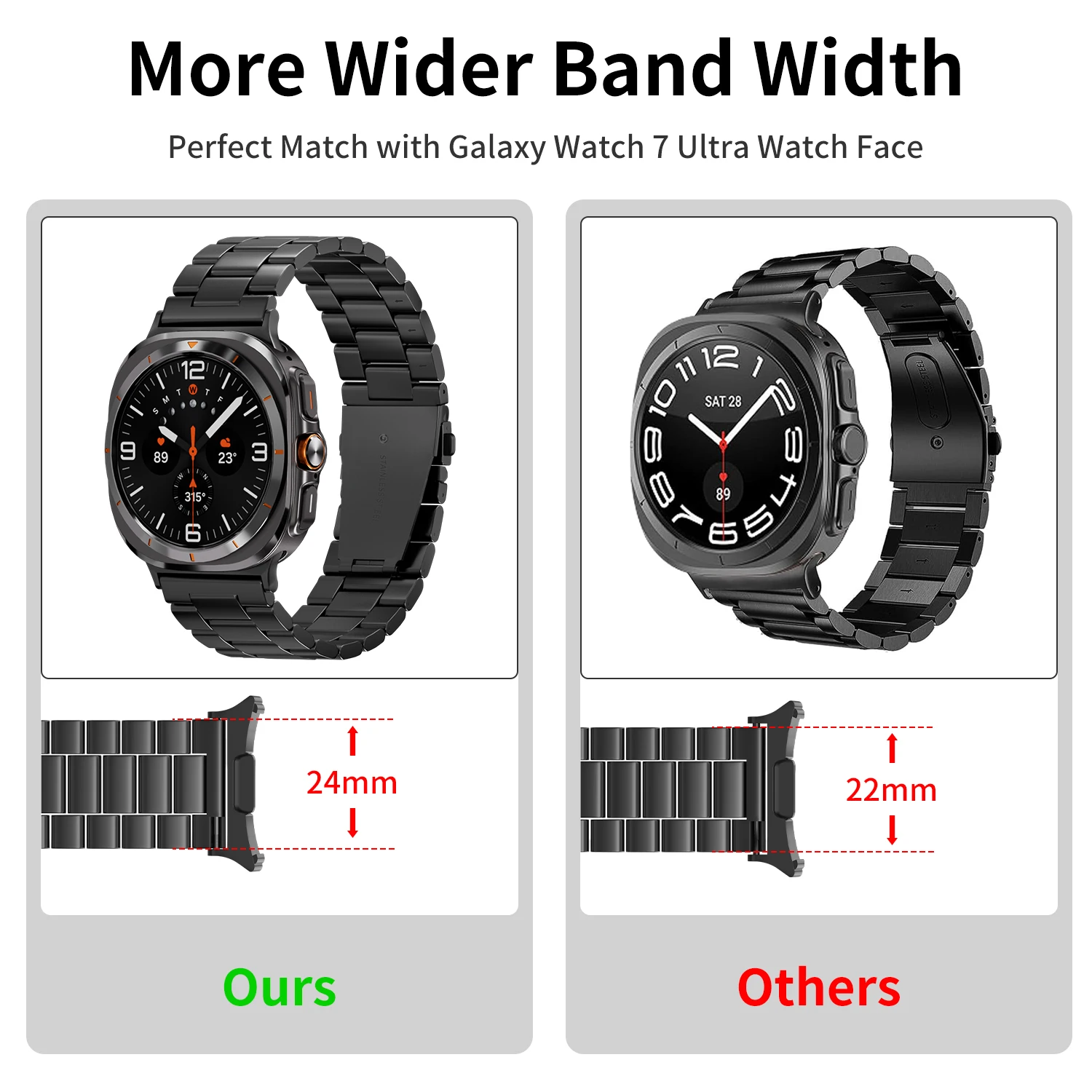 24mm width Strap For Samsung Galaxy Watch 7 Ultra 47mm Watch Band Stainless Steel Correa for Watch 7 Ultra Metal Bracelet