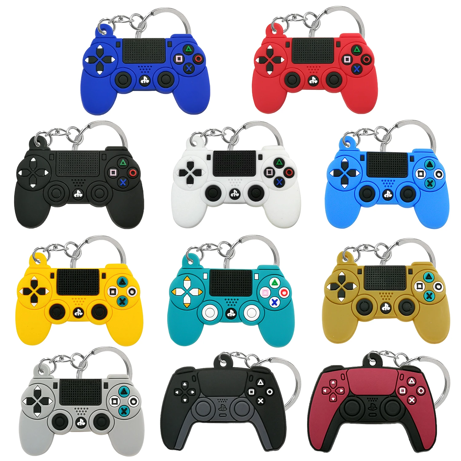 9PCS PVC Gamepad Keychain Colourful Game Controller Keyring Custom Key Chain for Car Key Accessories Gift