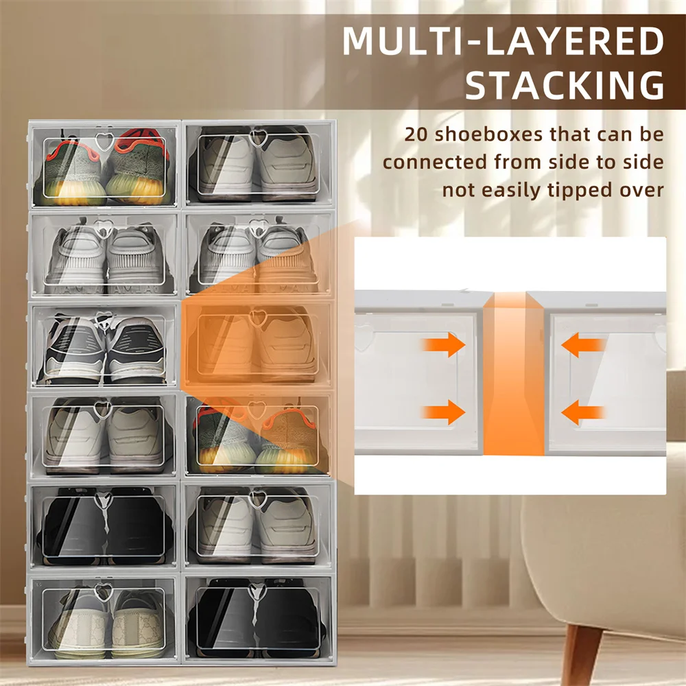 12PCS pieghevole Storage Shoe Organizer Home Clear Organizer Rack scatola di scarpe impilabile in