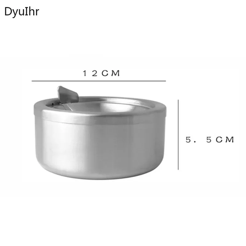 DyuIhr round thick stainless steel ashtray decoration hotel office with cover anti-fly ash metal crafts ashtray home decoration