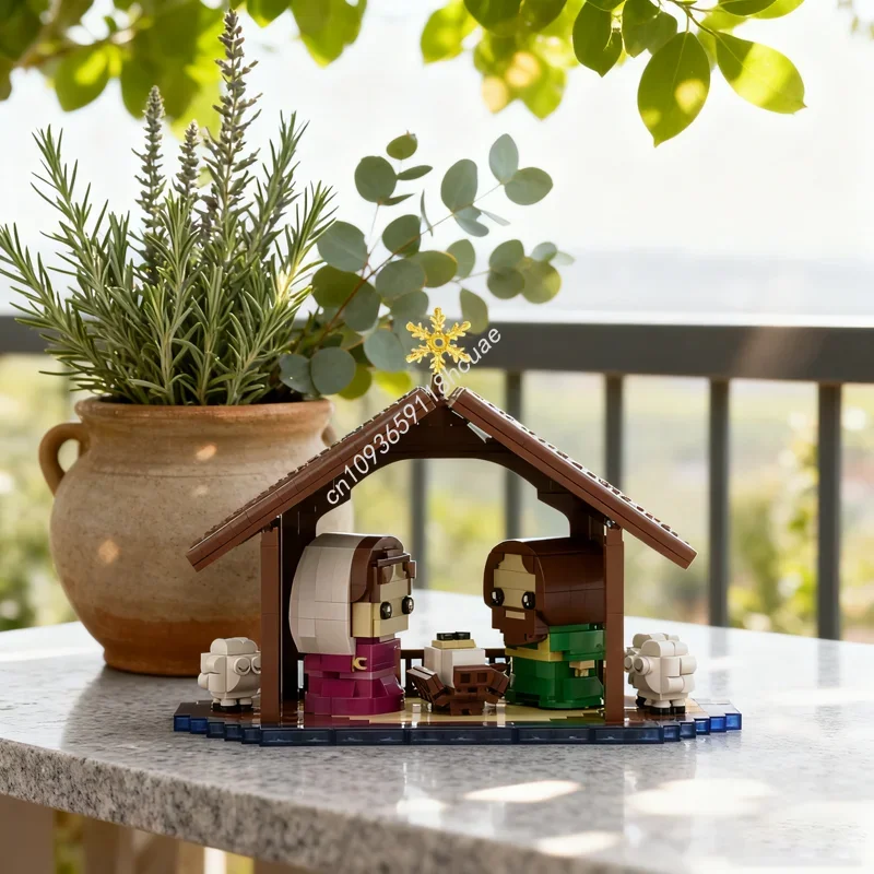 

913pcs MOC Christmas Creche Brickheadzed Model Building blocks Construction Assemble DIY gifts Education toy Brick Birthday