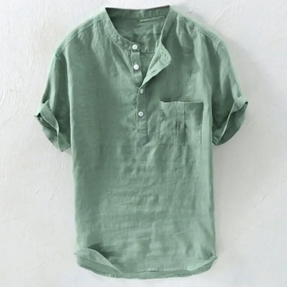 

Новая хлопковая мужская футболка из смеси хлопка, облегающая рубашка Chambray, мужская футболка на пуговицах, облегающая футболка с воротником-стойкой, футболки