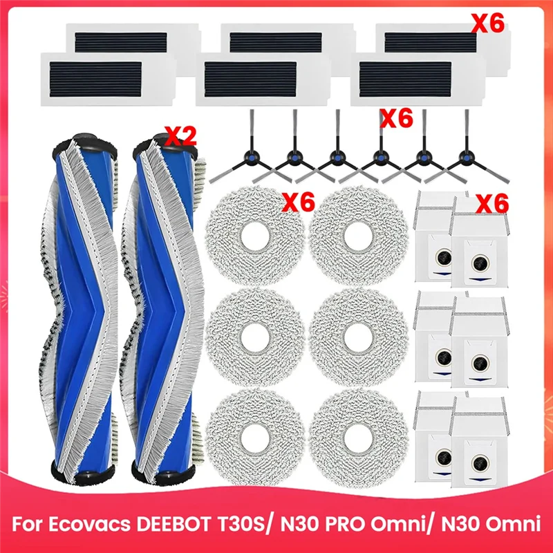 Promotion! For Ecovacs DEEBOT T30S/ N30 PRO Omni/ N30 Omni Robot Vacuum Cleaner Main Side Brush Hepa Filters Mop Pads Dust Bags