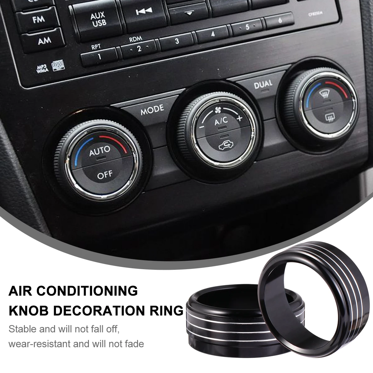 

3pcs Air Condition Knob Ring Covers Car Interior Decoration Durable Alloy Button Rings Stylish Accessories For Cars