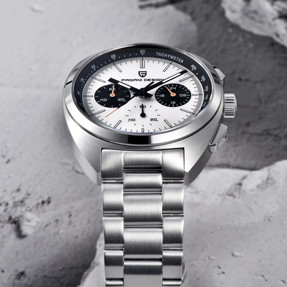 PAGANI تصميم ريترو ساعات كوارتز رجالية 2025 قمة فاخرة VK63 ساعة كرونوغراف للرجال AR الياقوت مقاوم للماء مضيئة رجل هدية