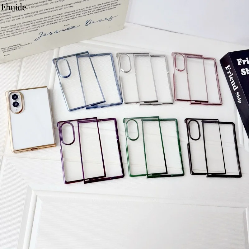 Plating Clear Case For Samsung Galaxy Z Fold 8 Ultra 7 6 Fold8 Fold7 Electroplated Transparent Frame Shockproof PC Luxury Cover
