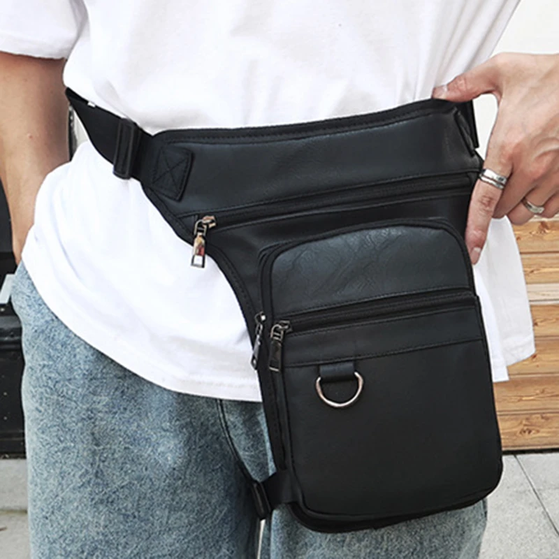 Waterproof PU Drop Leg bag For Men Thigh Hip Bum Beltleg Fanny Pack Waist Travel Riding Motorcycle Crossbody Shoulder Bags