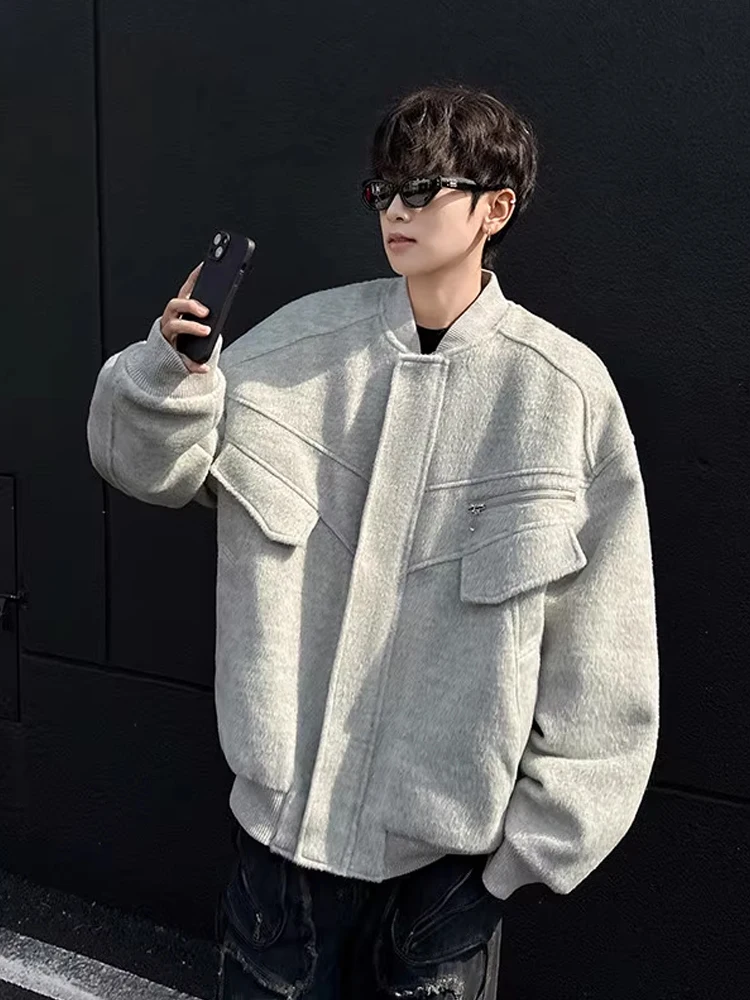 

Cleanfit American ey Cotton Woolen Jaet Men's Loose Sli Trendy Brand Warmth Cotton Clothes Jaet for Autumn Winter