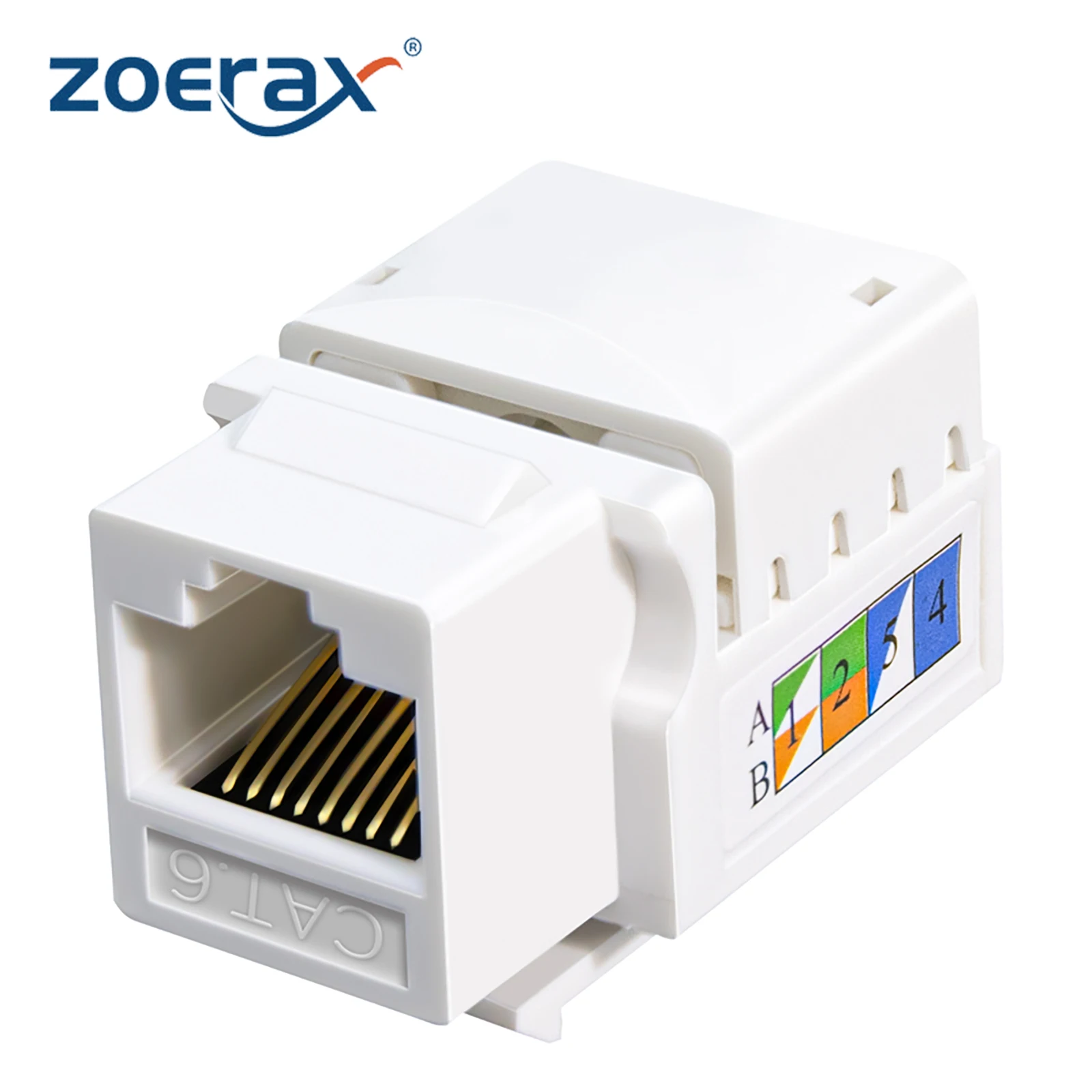 Módulo de Rede Gigabit ZoeRax CAT6 CAT5E RJ45 Keystone Jack 22-26AWG, Inserção Keystone Sem Ferramentas para Painel de Parede, Roteador e Switch