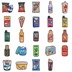 1pcs 2025 New Designer Food Shoe Charms Cartoon Snack Icecream Beer Milktea Shoe Decoration Kids Adluts Birthday Gifts