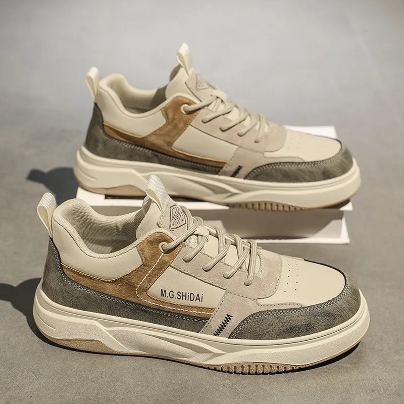 Men's Casual Sneakers Patchwork Color Block Board Shoes Breathable Non-slip Sports Shoes Fashion Streetwear Platform Shoes Men's