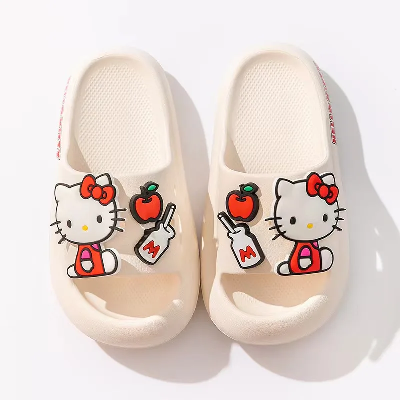 Sanrio Children\'s Slippers Kuromi Hello Kitty Kids Summer Cartoon Non-Slip Soft Soles Children Indoor Home Toddler Baby Sandals