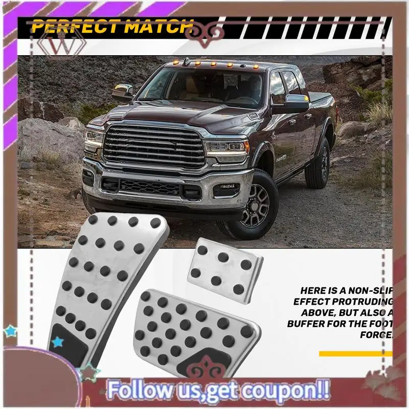 A57E-Accelerator Gas Pedal Brake Pedal Cover Foot Pedal Pads Kit For Dodge Ram 2011-2019 1500 2500 3500 5500