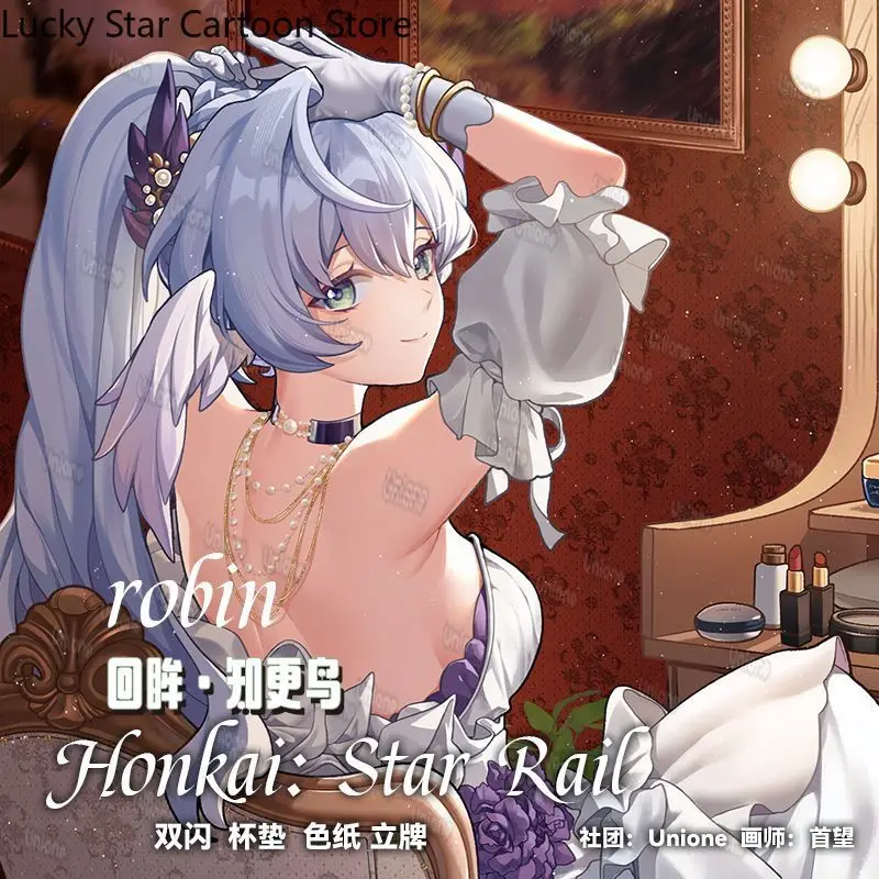 혼카이: 스타 레일 로빈 아크릴 스탠드 배지 코스터 컬러드 페이퍼 코스프레 컬렉션 게임 애니메이션 할로윈 생일 크리스마스 선물